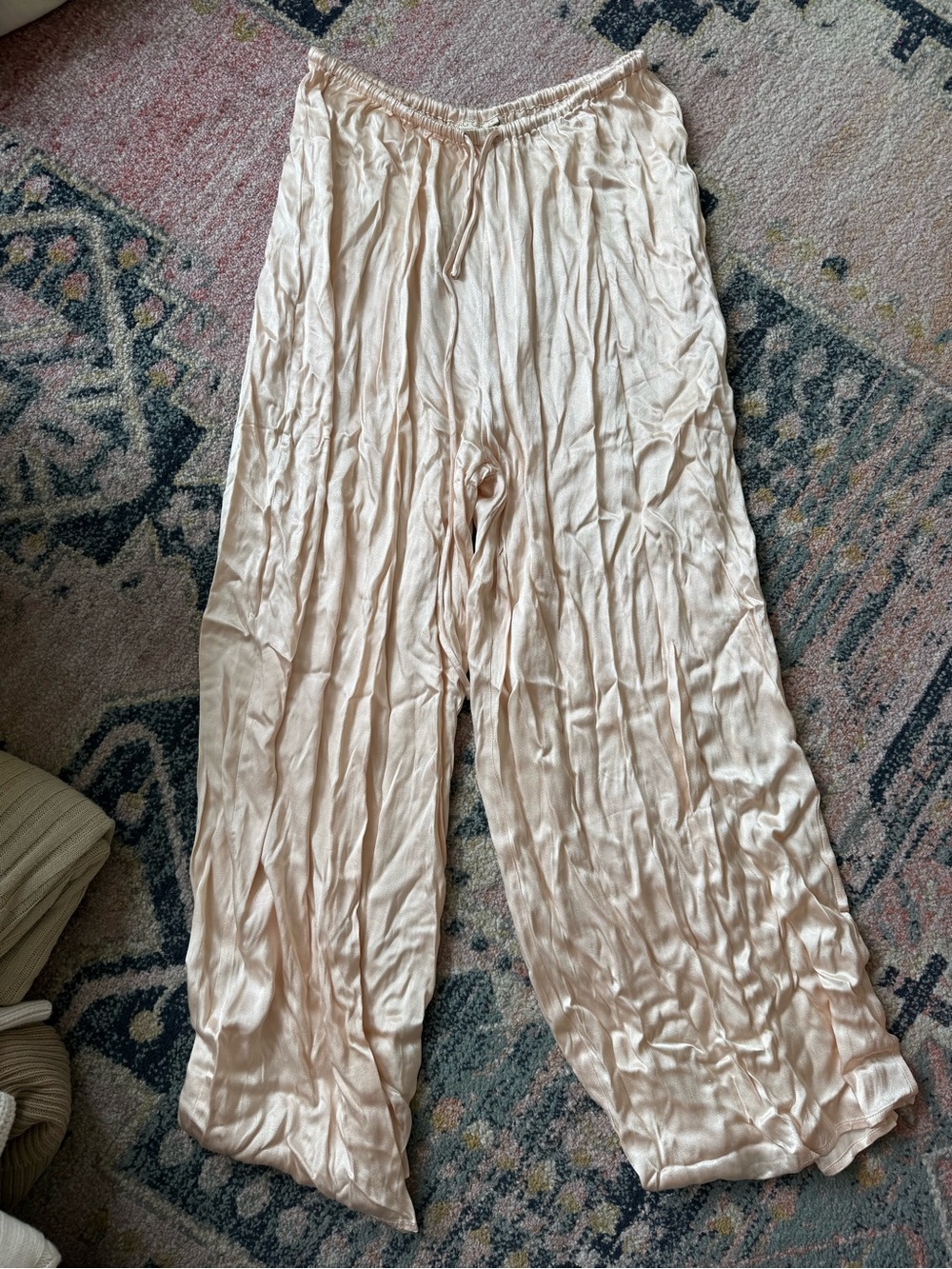 NWT Vrg Grl pink cream satin drawstring pants size US 8 / AUS 12